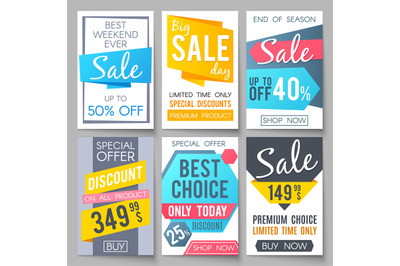 Shopping sale vector backgrounds. Retail promotional banners for web n