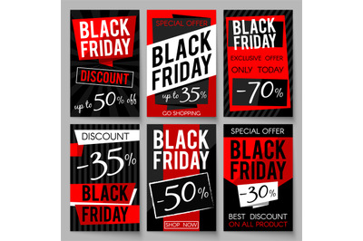 Black Friday sale advertising posters vector template with best price