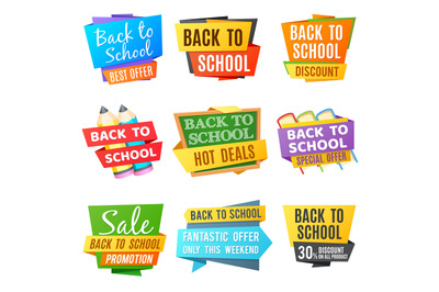 Creative back to school vector advertising banners