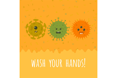Illustration of cartoon microbes and text