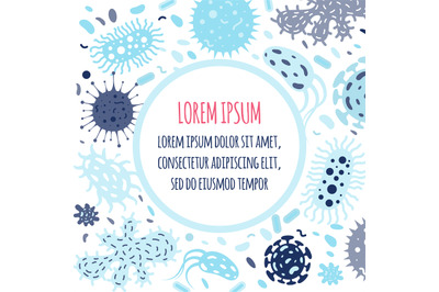 Poster of doodle microbes with round shape for text