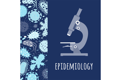Poster with microscope and microbes