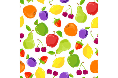 Seamless pattern of colorful fruits