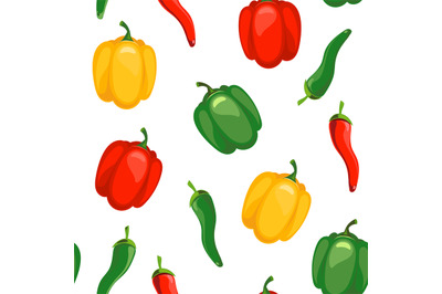 Seamless pattern with chile and sweet peppers