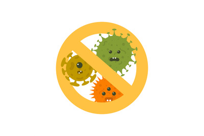 Stop microbes cartoon vector illustration