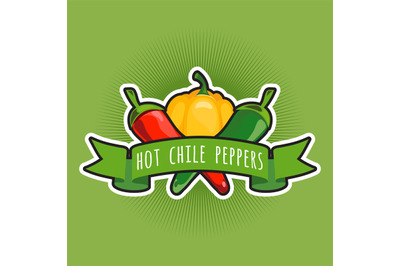 Vector emblem with chile and sweet peppers