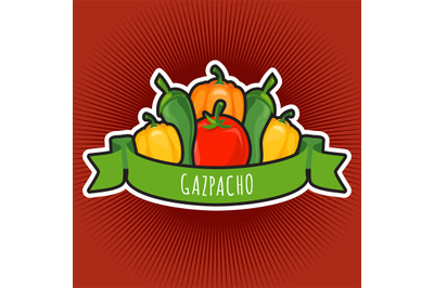 Vector emblem with tomato and peppers