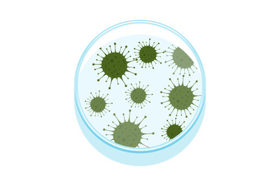 Vector illustration of petri dish with microbes