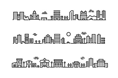 City outline landscape. Cityscape with business centers and offices sk