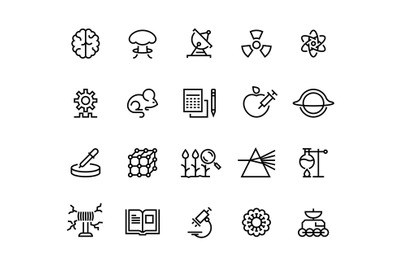 Science line icons. Technology research&2C; medical biology astronomy exp