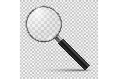 Realistic magnifier. Glass magnify, zoom tools loupe scrutiny lens opt