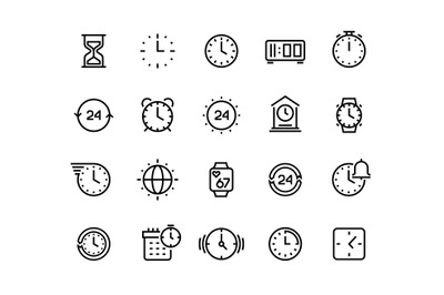 Time line icons. Clock calendar timer watch and hourglass vector symbo