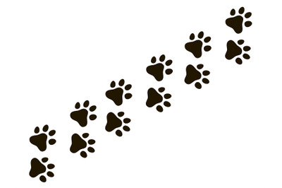 Cats paw trail. Footprints wolf cat dog&2C; puppy trails nature print vec