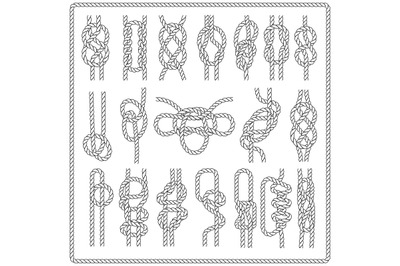 Nautical knot. Marine rope borders with knots, navy tying frames vecto