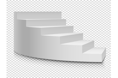 White 3d circular ladder. Vector staircase or stairway up to success o