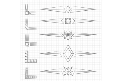 Vintage thin line shapes and corners collection
