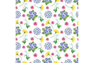 Floral seamless pattern. Spring and summer garden flowers botanical ro