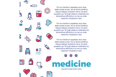 Medicinal poster design with medicine line icons