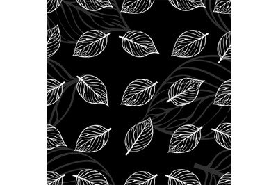 Abstract doodle leaves seamless pattern design