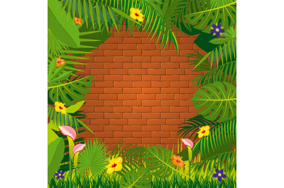 Red brick wall and jungle green frame design