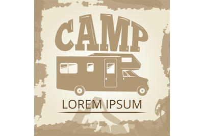 Vintage poster or label with camping bus