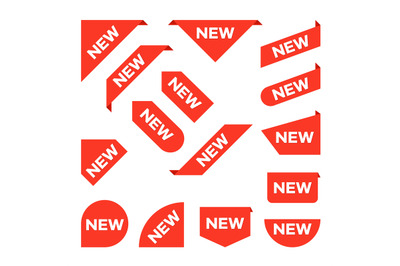 New ribbons. Corner banner, new tag labels and present buttons vector