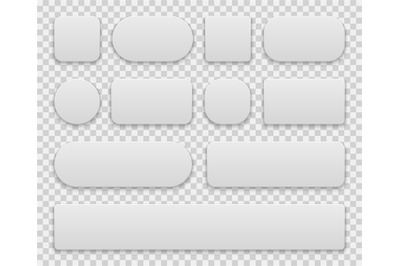 White buttons. Oval round rectangle circle square icons app shape&2C; sig