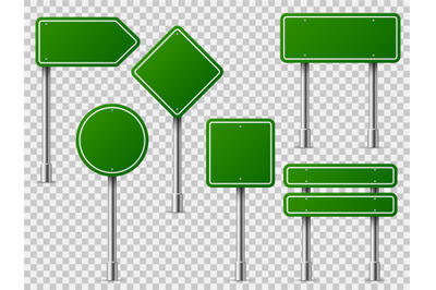 Green traffic signs. Road board text panel&2C; mockup signage direction h