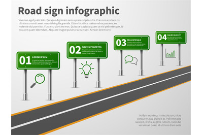 Road sign infographic. Banner traffic street route path&2C; blank directi