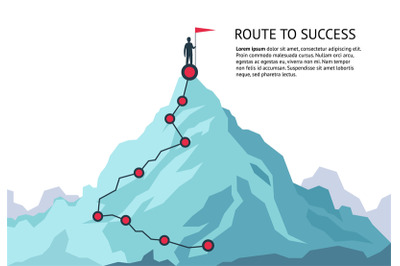 Mountain journey path. Route challenge infographic career top goal gro