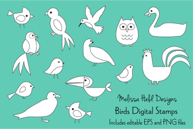 Birds  Digital Stamps Clipart