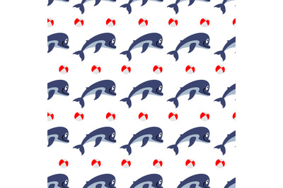 Cute dolphins with ball seamless pattern