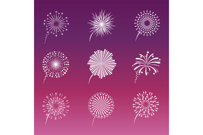 White fireworks collection on pink background