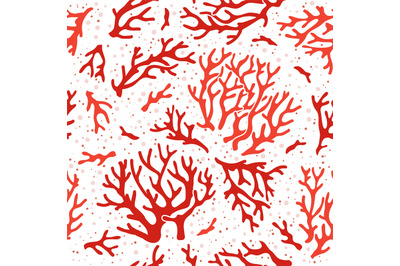 Coral pattern. Ocean sea reef corals, aquarium marine life design vect