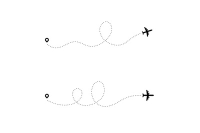 Airplane dotted path. Dash travel line route point aircraft path fligh