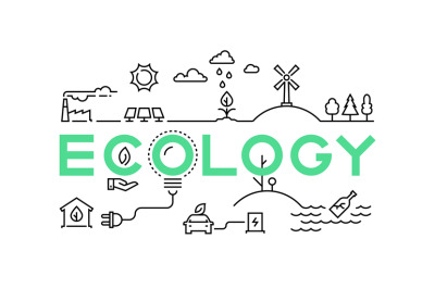 Ecology line concept. Global worming nature ecosystem green environmen