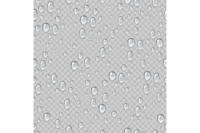 Water drops seamless pattern. Rain droplets on window fogged glass. Fr