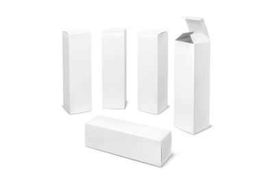 Tall white box. Cardboard cosmetic boxes rectangular blank package wit