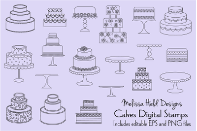 Cake Digital Stamps Clipart