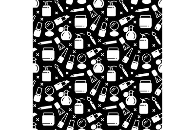 Black and white cosmetics seamless pattern