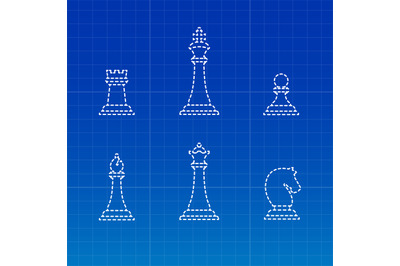 White chess pieces silhouettes