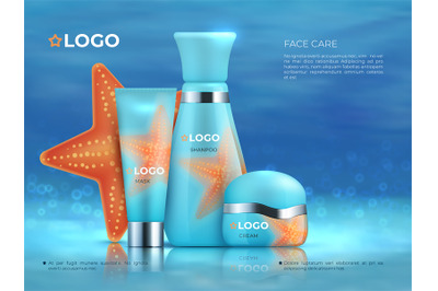 Cosmetic product background. Beauty care cosmetic product skincare 3D