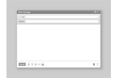 Email window. Interface mail blank message internet window website pan
