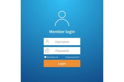 Login form. Website ui account screen page register user interface pro