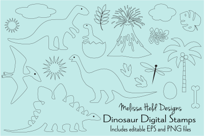 Dinosaur Digital Stamps Clipart