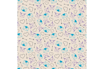 Love mail seamless pattern - envelopes and hearts seamless texture