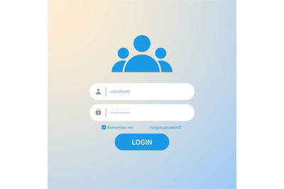 Register page design. Login form account user password identity ui web