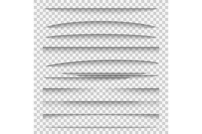 Shadow dividers. Line paper design panel shadow effects divider webpag