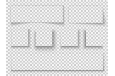 Paper shadow. Elements transparent realistic shadows frame page divide