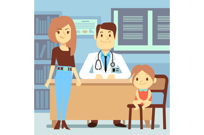 Baby girl and her mother visiting pediatrician - kids medicine concept